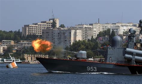 A Ukrainian missile strikes the headquarters of Russia’s navy in Crimea