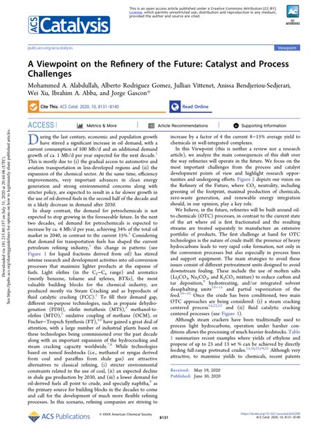 A Viewpoint on the Refinery of the Future: Catalyst and Process ... - wintechmobiles.com