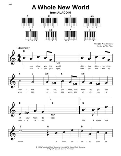 A WHOLE NEW WORLD Aladdin Piano Sheet music Easy Sheet Music