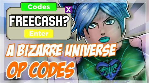 If you like a good Roblox ARPG, also check out our other codes pages, including Your Bizarre Adventure Codes, Dio Dio’s Bizarre Sleep codes, Untitled Jojo Game codes, A Piece codes, and School of Hierarchy codes.. All A Bizarre Universe Codes List. Updated April 10, 2023. Added a new ABU code.. 