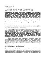 A brief history of Swimming docx