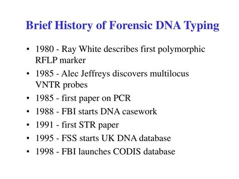 A brief history of forensic DNA