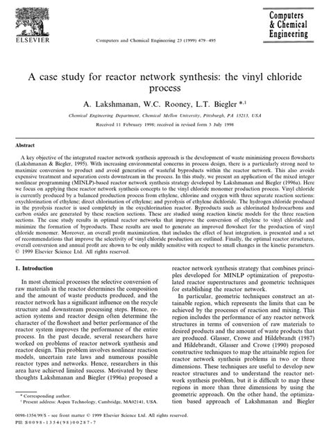 A case study for reactor network synthes pdf