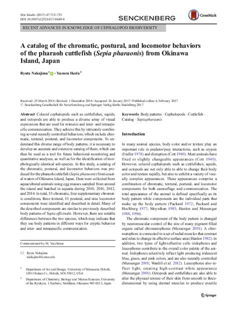 A catalog of the chromatic, postural, and locomotor behaviors of …