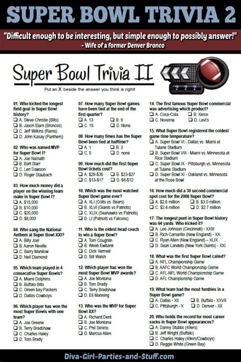 A challenging list of multiple choice super bowl trivia questions to