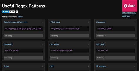 A collection of useful JS regex patterns via /r/javascript daslikes
