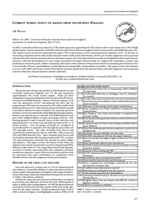 A comparison between the China Clay deposits of China and …