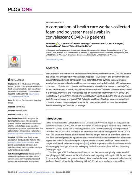 A comparison of health care worker-collected foam and …