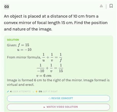 A convex mirror has a length of 20 cm find the position or ... - Toppr