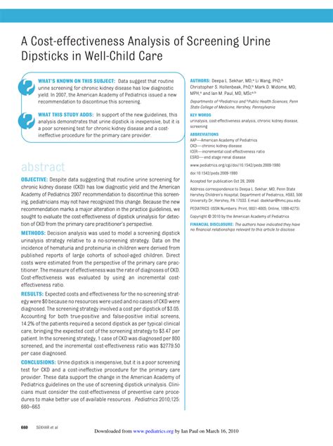 A cost-effectiveness analysis of screening urine dipsticks in well ...