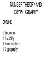 A course in number theory and cryptography.  In this course we will start...