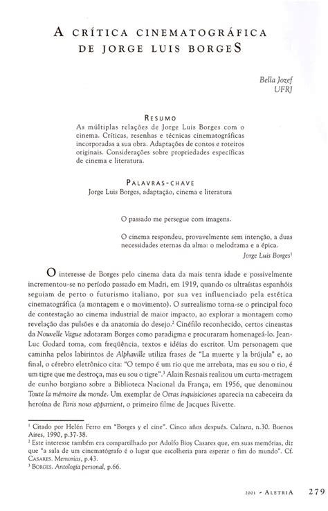 A critica cinematografica de J L Borges Bella Jozef pdf
