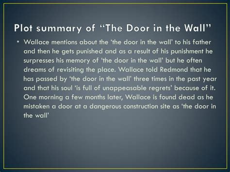 A door in the wall summary. - Guida allo studio della bibbia greca (lxx).