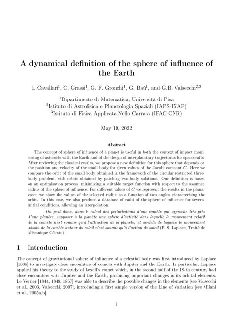 A dynamical definition of the sphere of influence of the Earth