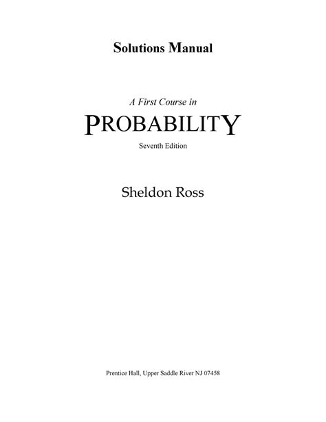 A first course in probability 8th solution manual. - Het werd avond en het werd morgen.