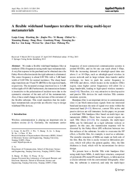 A flexible wideband bandpass terahertz filter using multi-layer ...