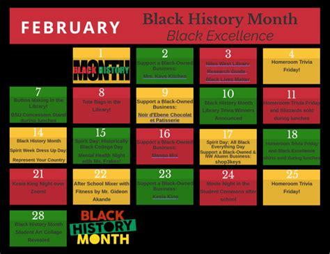 A full Black History Month calendar Black History