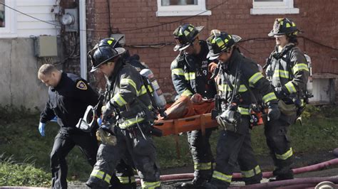 A gas explosion at a building north of New York City injures 10