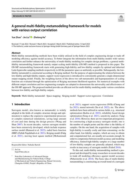 A general multi-fidelity metamodeling framework for …