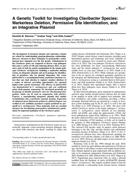 A genetic toolkit for investigating Clavibacter: markerless