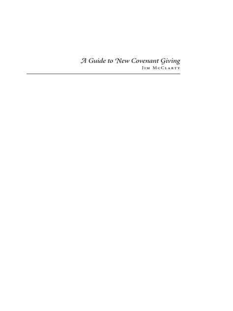 A guide to new covenant giving. - The source a curriculum guide for reading mentors.