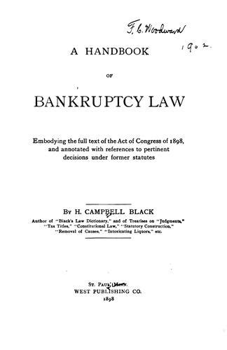A handbook of bankruptcy law embodying the full text of the act. - Club car 2007 precedent shop manual.