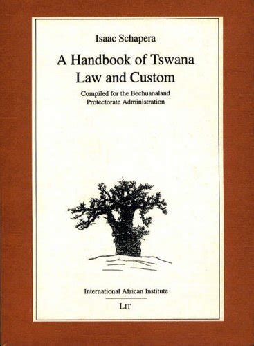 A handbook of tswana law and custom by isaac schapera. - Finelli nella cappella di s. gennaro di napoli.