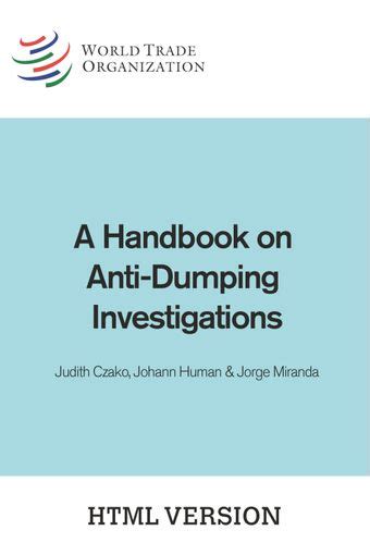 A handbook on anti dumping investigations by judith czako. - Anfänge der metallurgie auf der iberischen halbinsel..