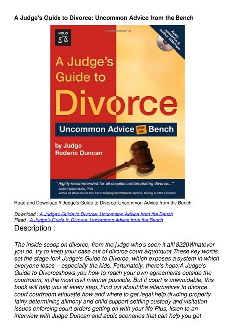 A judges guide to divorce uncommon advice from the bench. - Mercury outboard repair manual 125 hp.