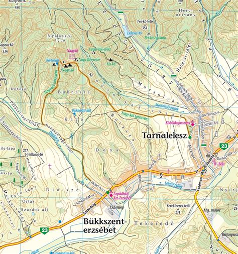 A karancs, a medves es a heves borsodi dombsag turistaterkepe: tourist map : 1:60 000. - Słowiańskie nazwy miejscowe s sufiksem -'sk-..