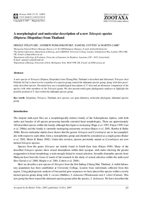 A morphological and molecular description of a new Teleopsis …