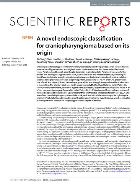 A novel endoscopic classification for craniopharyngioma based …