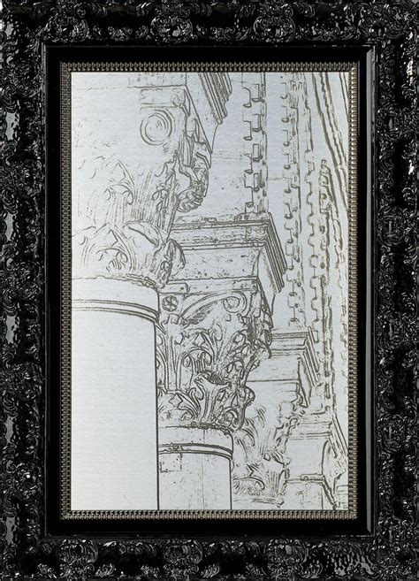 A patterned frame for an architectural sketch. Custom framing