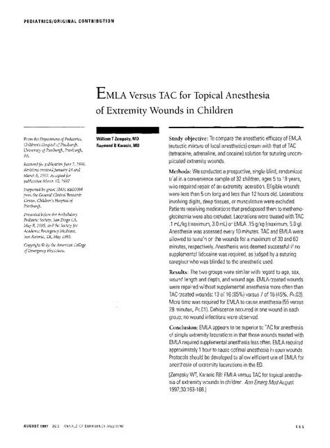 A pharmacokinetic study of a topical anesthetic (EMLA® ) in