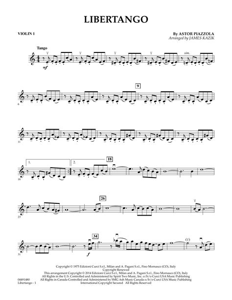 A piazolla Libertango Parts Violin 1