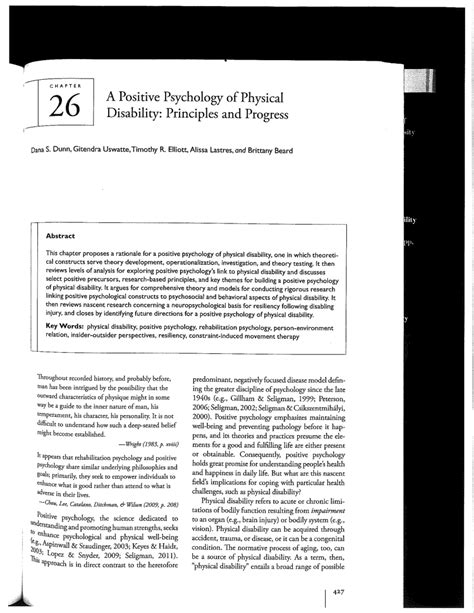 A positive psychology of physical disability: Principles and progress