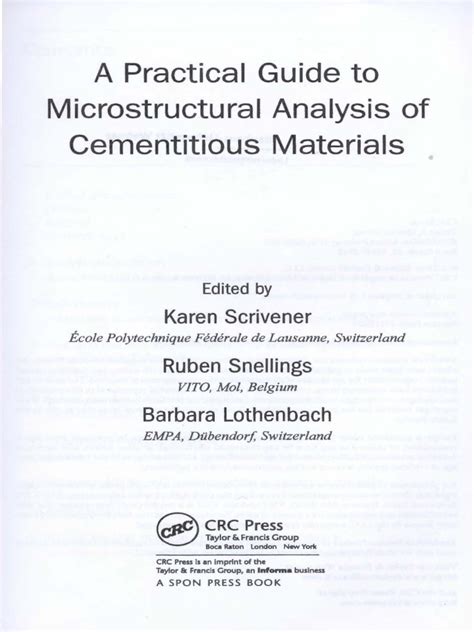 A practical guide to microstructural analysis of cementitious materials. - Manual de reparacion de suzuki m109r 2007.