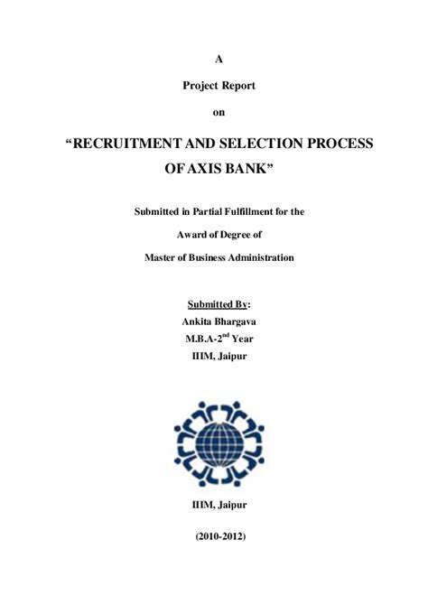 A project on Recruitment and selection in Axis Bank