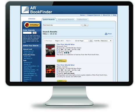 United States. Searching for books with a corresponding Renaissance Accelerated Reader 360 ® quiz is easy with Accelerated Reader Bookfinder ®.Students, teachers, parents, and librarians can search in English or Spanish using criteria such as ATOS book level or a Lexile™ measure, interest level, title, author, fiction/nonfiction, subject, award-winners, state lists, CCSS Exemplars, and more.. 