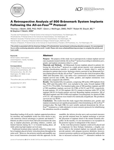 A retrospective analysis of 800 Brånemark System implants