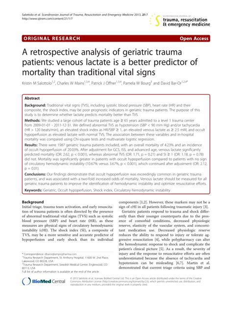 A retrospective analysis of geriatric trauma patients: venous …