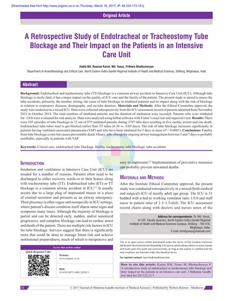 A retrospective study of endotracheal or tracheostomy tube …