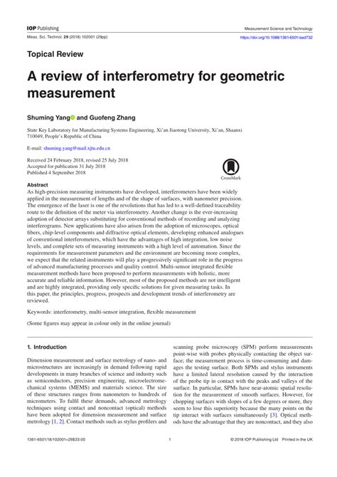 A review of interferometry for geometric measurement