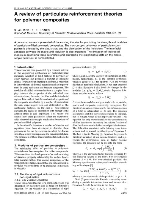 A review of particulate reinforcement theories for …