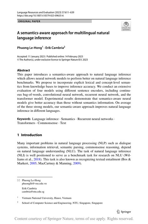 A semantics-aware approach for multilingual natural language