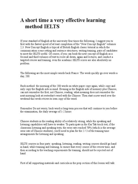 A short time a very effective learning method IELTS doc
