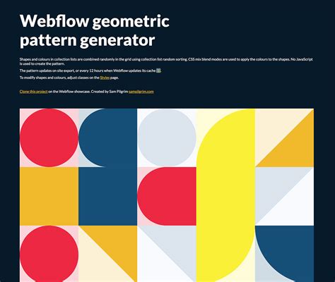 A simple JSfree pattern generator in Webflow Sam Pilgrim