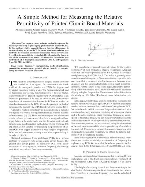 A simple method for measuring the relative permittivity of printed ...