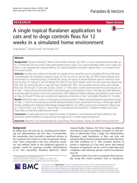 A single topical fluralaner application to cats and to dogs controls ...