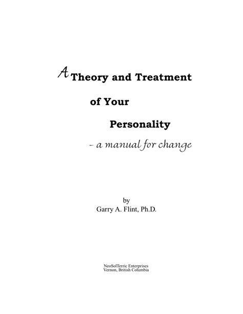 A theory and treatment of your personality a manual for change. - Asciugatrice kenmore serie 90 manuale elettrica.